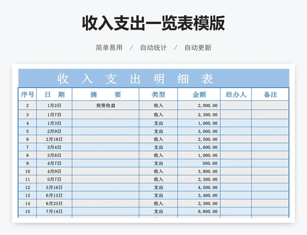 收入支出一览表模版