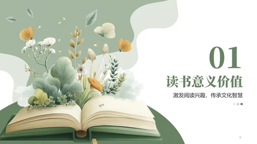 绿色小清读书分享会PPT模板