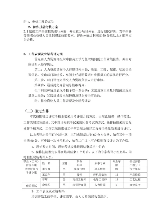 企业培训师三级建筑企业自主评价报告电焊工