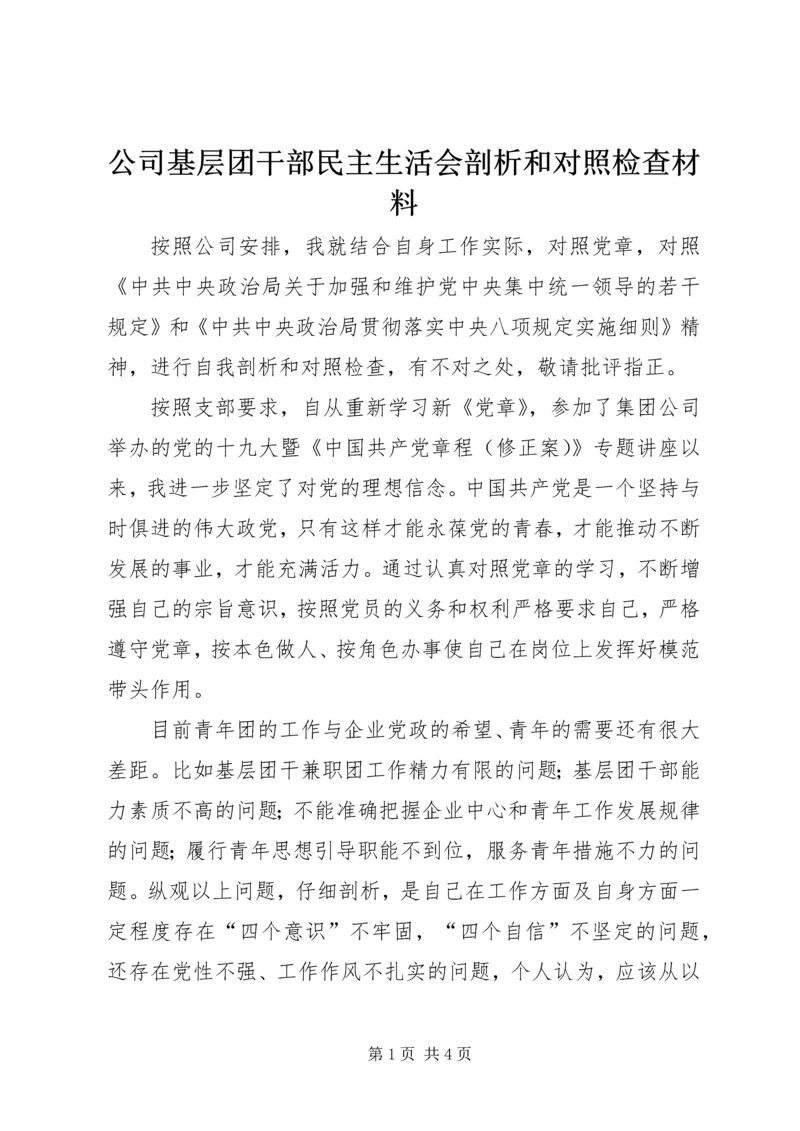 公司基层团干部民主生活会剖析和对照检查材料.docx