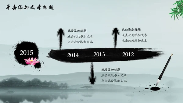 唯美水墨竹子中国风动态PPT模板