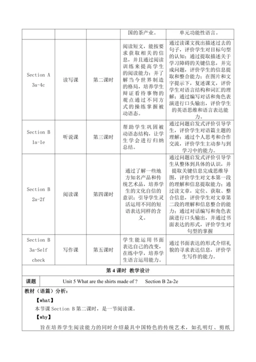 Section B (2a-2e)大单元教学+课时设计Unit 5 What are the shi
