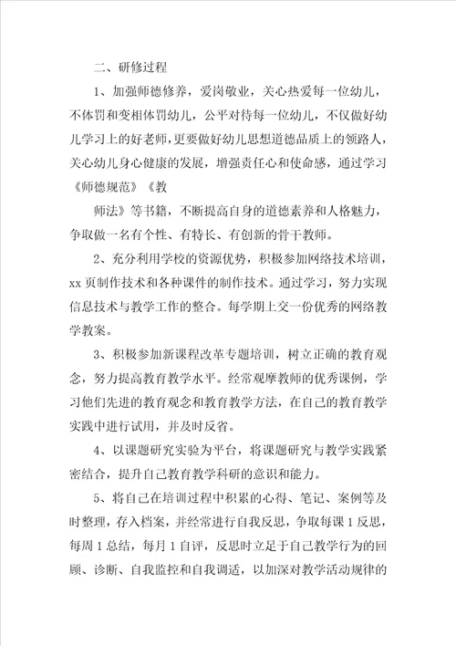 幼儿教师研修总结