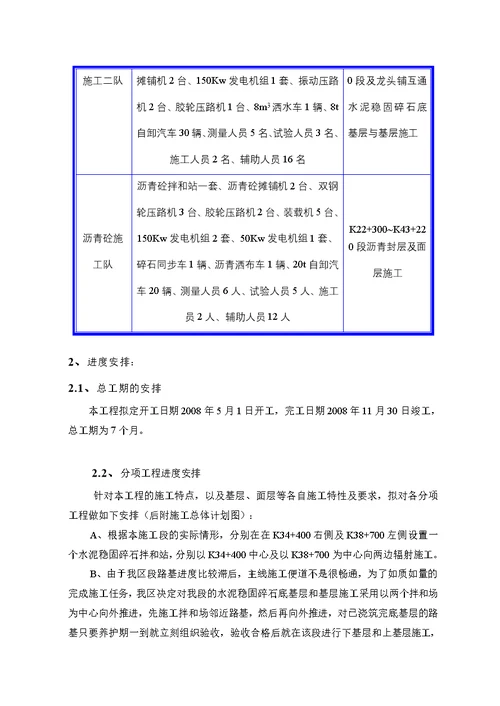 某高速公路施工组织设计方案