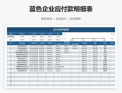 蓝色企业应付款明细表