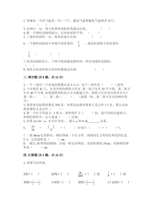 人教版六年级下册数学期末测试卷带答案（轻巧夺冠）.docx