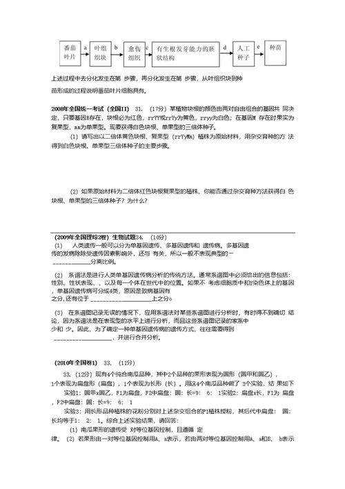 高三年级孟德尔遗传定律复习试卷