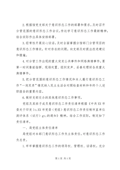 领导班子意识形态工作责任清单（多篇）.docx