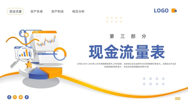 蓝橙简约财务分析报告PPT模板宣传PPT动态PPT财务知识培训