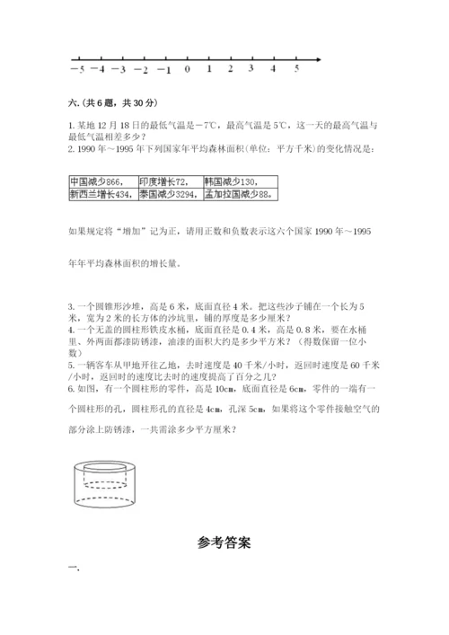 小学六年级下册数学摸底考试题精品（全优）.docx