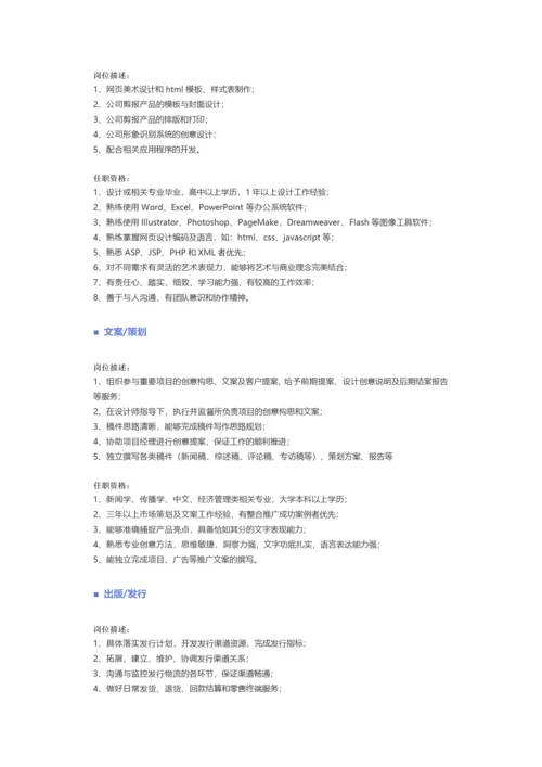 【美术、设计、创意、艺术、出版】职位说明书.docx