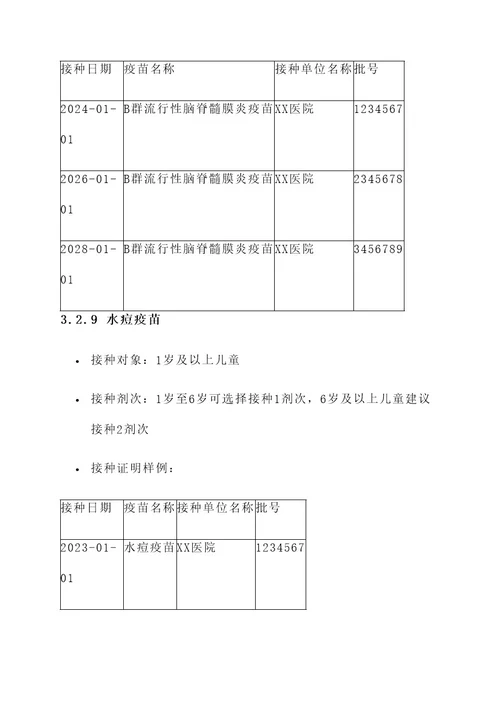 幼儿园新生入学接种证方案