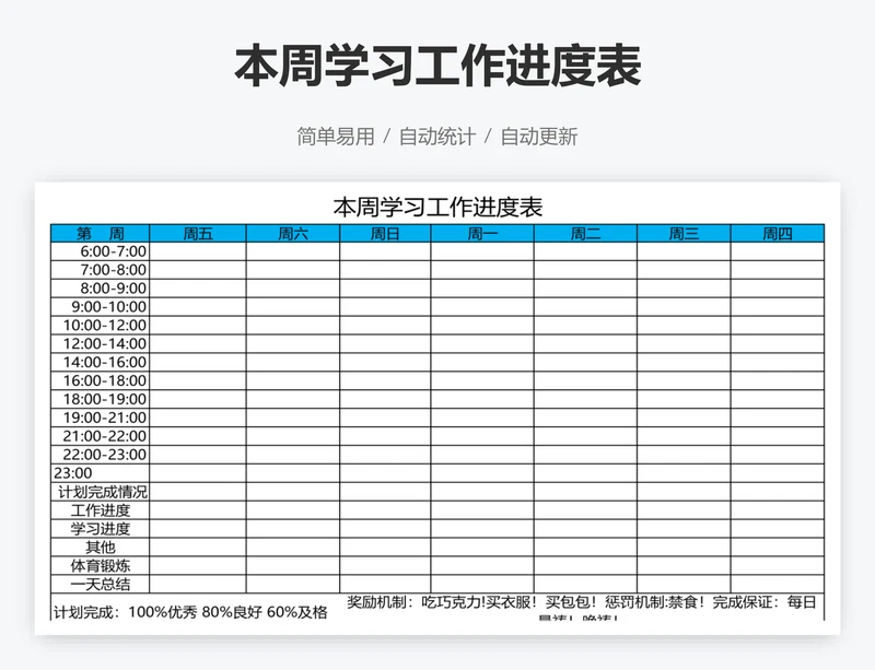 本周学习工作进度表