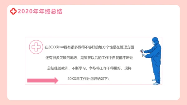 淡粉色卡通风护士年终工作总结PPT模板