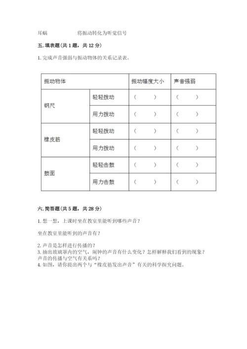 教科版科学四年级上册第一单元《声音》测试卷精品（易错题）.docx