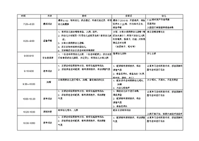 小班一日生活细则流程表