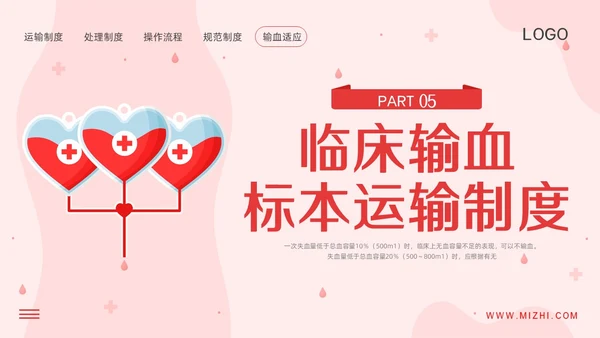 红色插画输血制度PPT模板宣传PPT动态PPT医疗护理