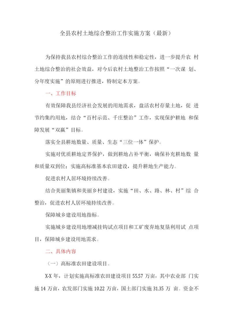 全县农村土地综合整治工作实施方案.docx