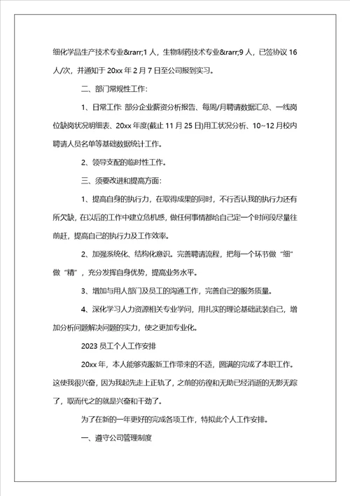 2023员工个人工作计划