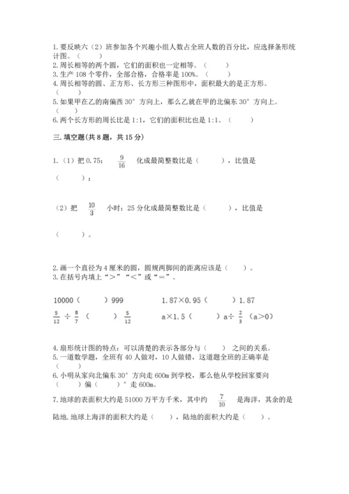 小学数学六年级上册期末测试卷含答案（研优卷）.docx