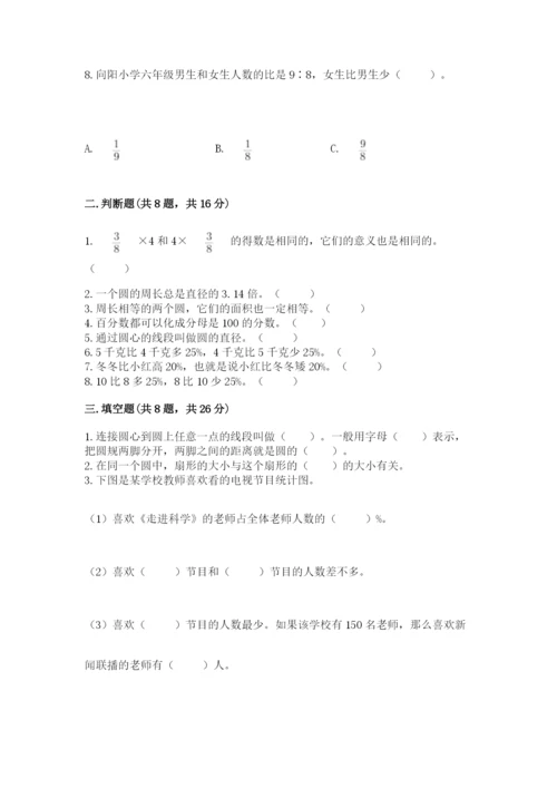 小学数学六年级上册期末测试卷带答案解析.docx