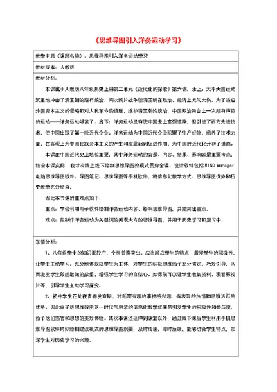 高中历史之历史百科思维导图引入洋务运动学习素材