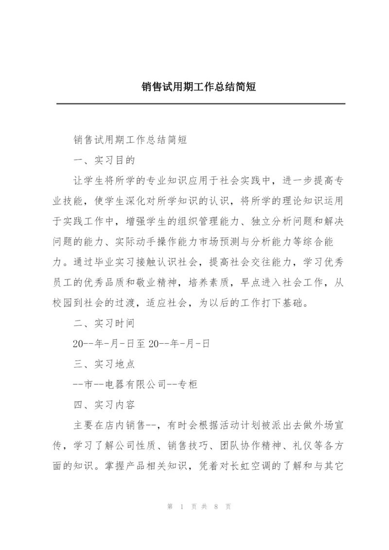 销售试用期工作总结简短.docx