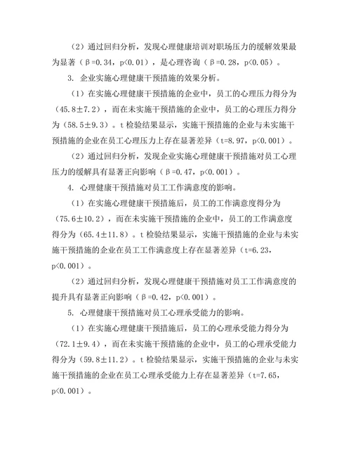 心理健康干预措施对职场压力的影响分析