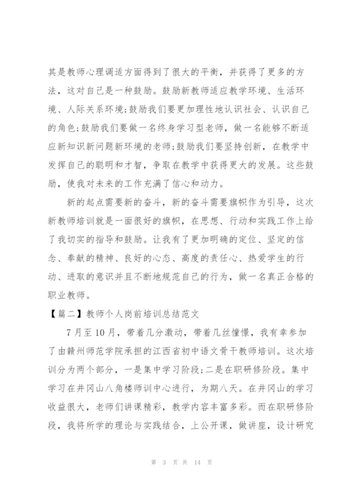 教师个人岗前培训总结范文.docx