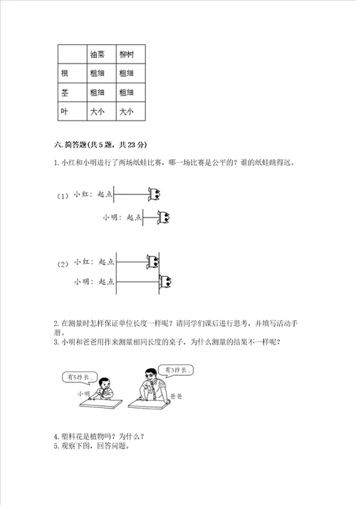 教科版一年级上册科学期末测试卷名校卷