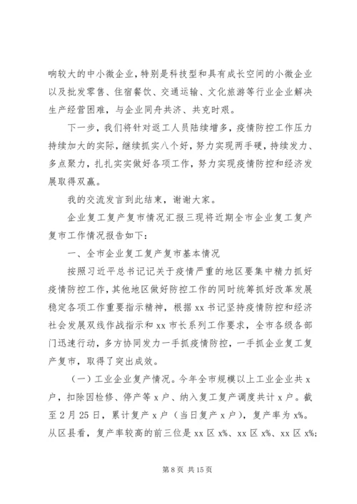 疫情期间企业复产复工情况汇报汇编.docx