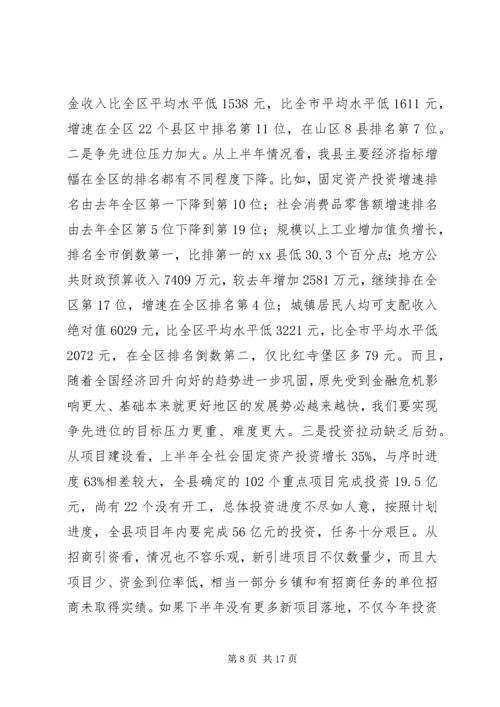 全县上半年重点项目观摩和经济形势分析会致辞稿二.docx