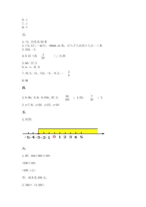 人教版六年级数学下学期期末测试题附答案（名师推荐）.docx