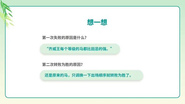 小清新语文五年级下《田忌赛马》课件PPT模板
