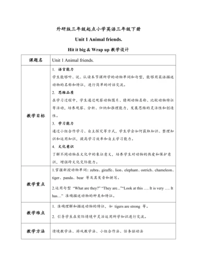 Unit1 第3课时Hit it big & Wrap up(教学设计)