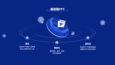 蓝色科技风并列关系3项PPT