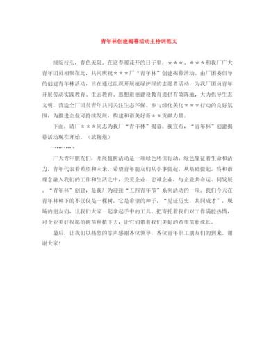 精编之青年林创建揭幕活动主持词范文.docx