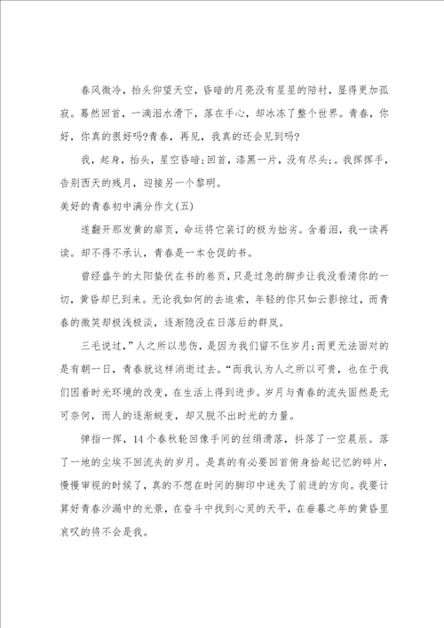 美好的青春初中满分作文精选10篇