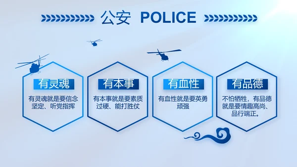 蓝色公安警察工作汇报动态PPT模板