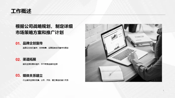 黑白色商务年中总结汇报PPT案例