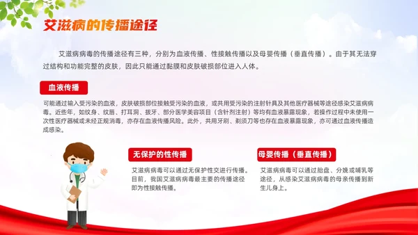 红色简约风世界艾滋病日培训课件