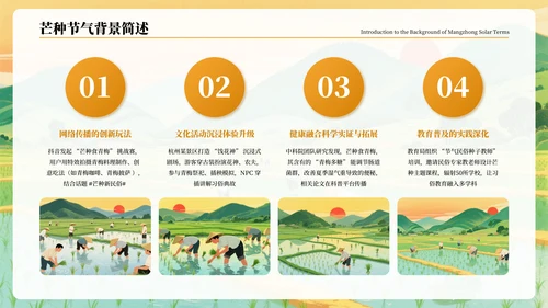 橙色古风二十四节气芒种节气PPT模板