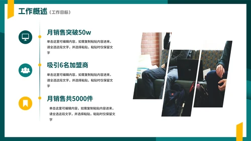 绿色简约实景几何切割部门工作汇报PPT模板