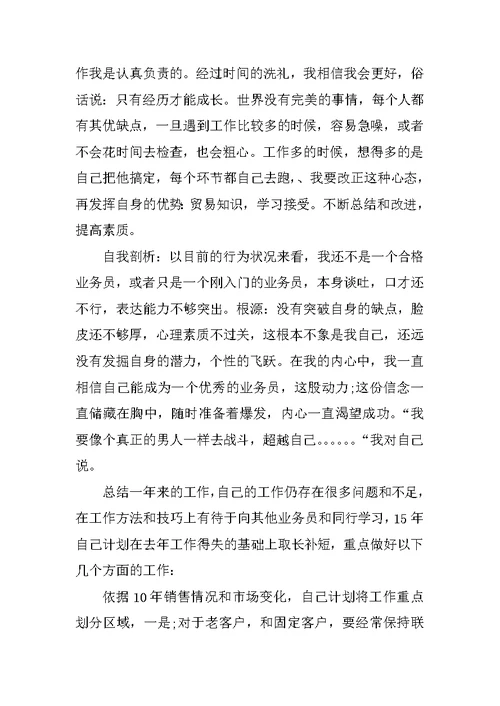 业务员年终工作总结格式