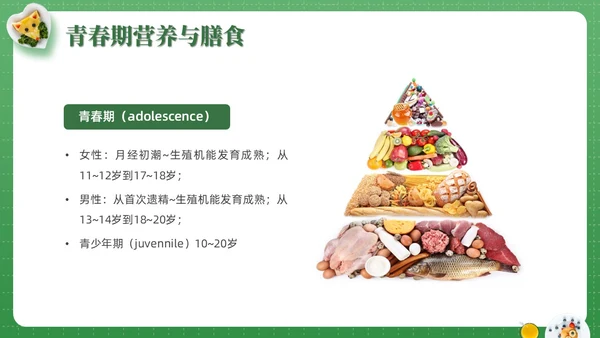 绿色实拍儿童膳食营养青少年健康食物培训PPT课件