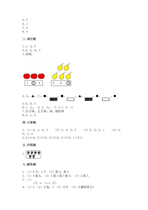 人教版一年级上册数学期中测试卷【黄金题型】.docx