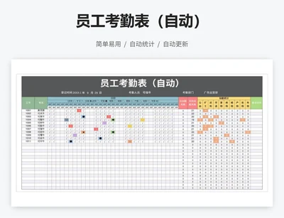 员工考勤表（自动）