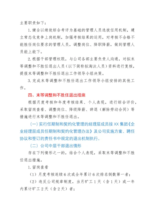 关于建立企业干部职工末等调整和不胜任退出机制的实施方案.docx