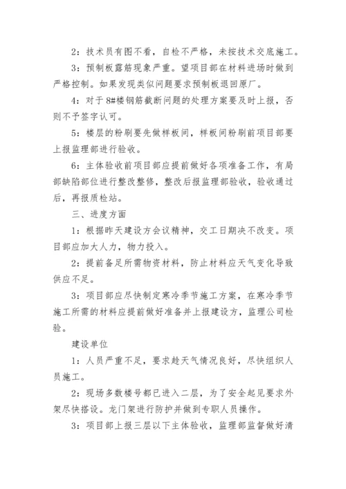 监理例会会议纪要内容范文.docx