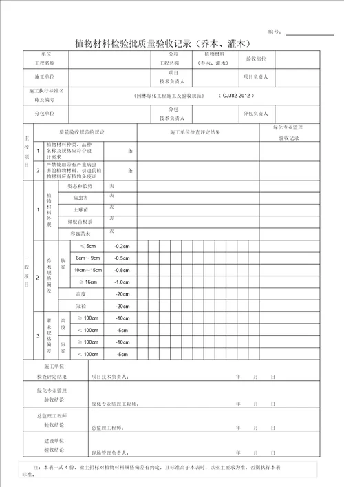 园林绿化工程施工及验收规范表格全